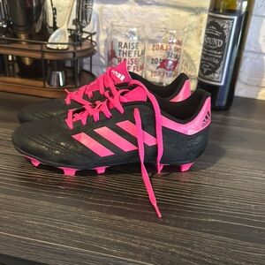 adidas Kids Black and Pink Cleats